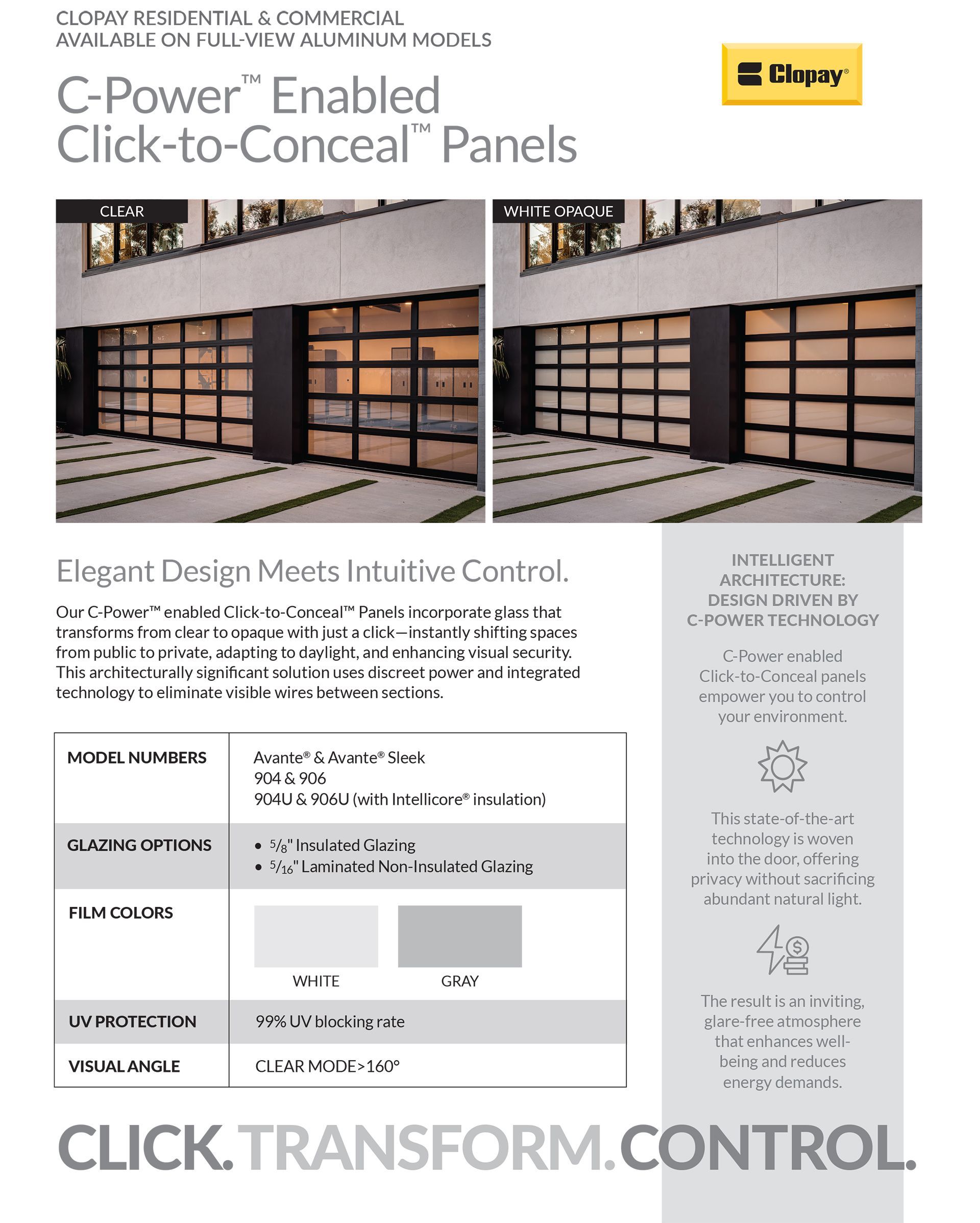 Product brochure for C-Power™ Enabled Click-to-Conceal™ Panels