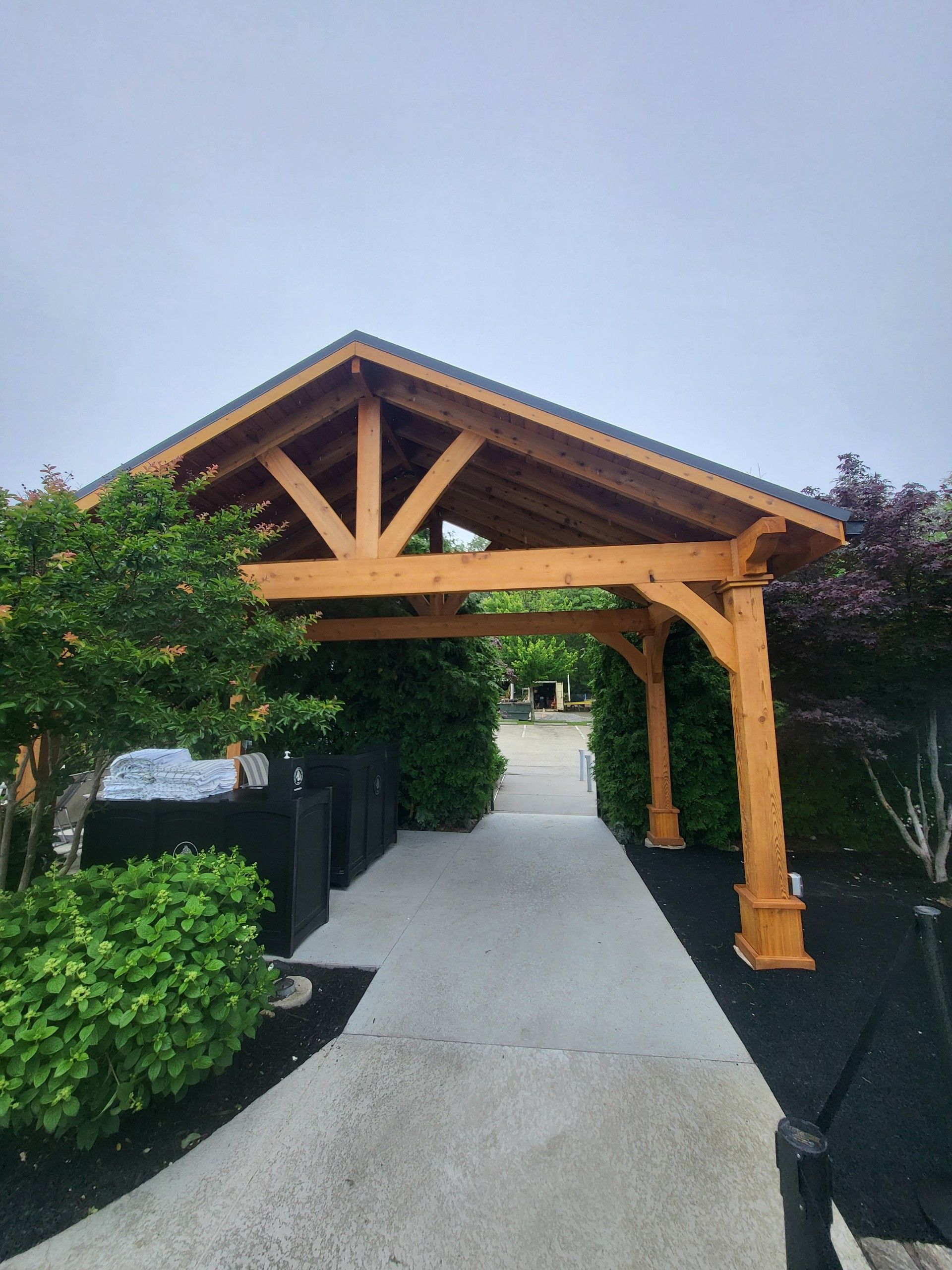Pergola over a gravel path