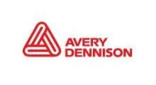 Red Avery Dennison logo: red triangle made of three interlocking lines, to the right is the text