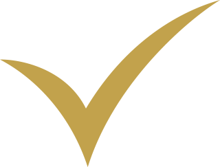 A gold check mark on a white background