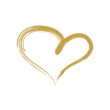 A gold heart is drawn with a brush on a white background.