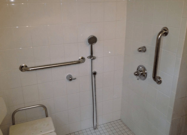 Woody bath reno Handi Cap shower