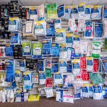 A wall filled with lots of different cleaning products