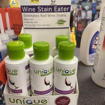 A display of wine stain eater eliminates red wine stains