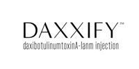 DAXXIFY logo with the text “daxibotulinumtoxinA-lanm injection” on a white background