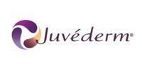 Juvederm logo in purple and gold on a white background