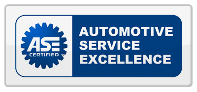A blue and white sign that says automotive service excellence