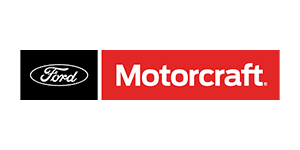 A red and black logo for ford motorcraft on a white background.