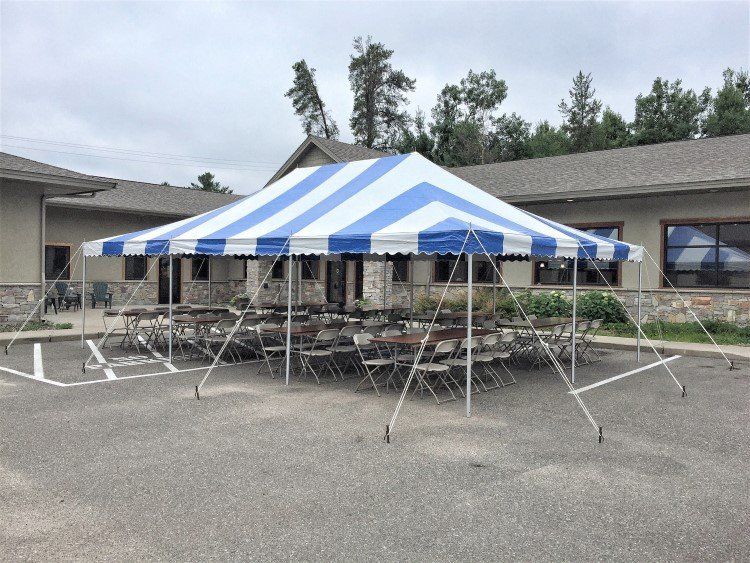 blue striped large canopy