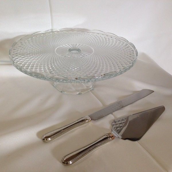 Crystal Cake Pedistal and Cake Server Set
