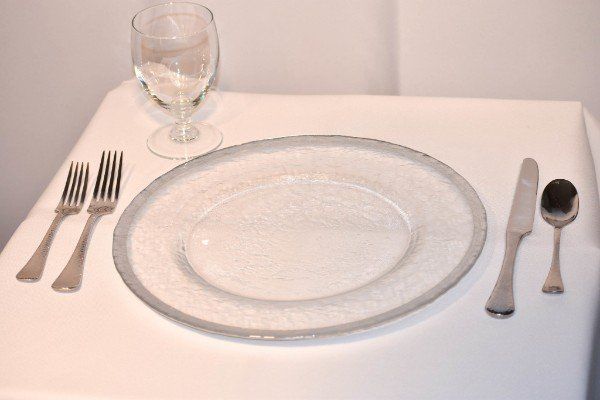 Iced Glass Silver Edge Charger