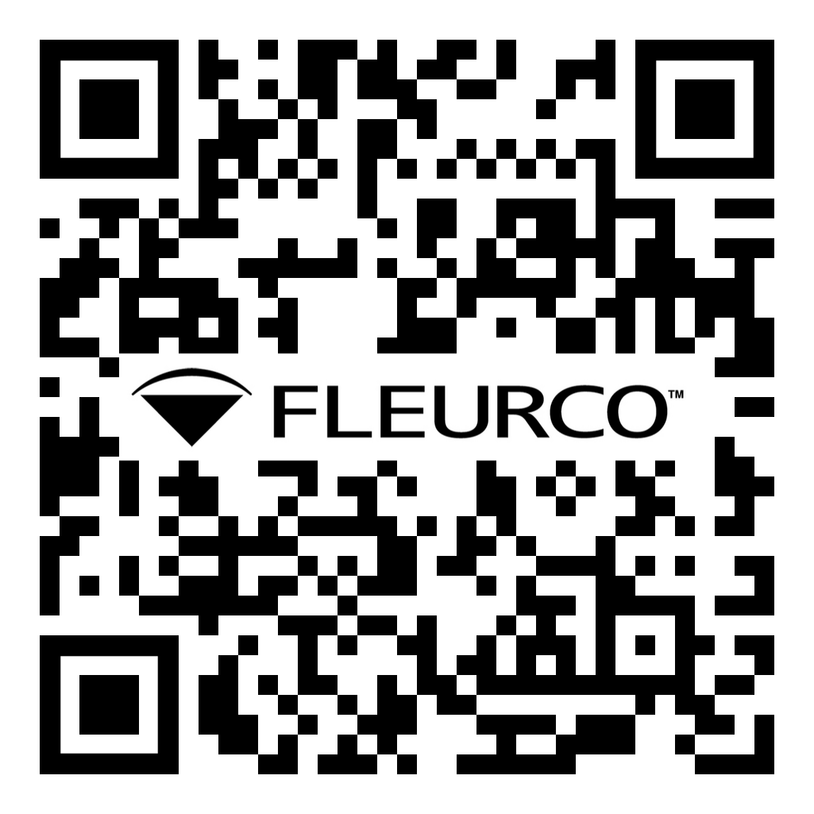 QR code with the FLEURCO logo in the center on a white background