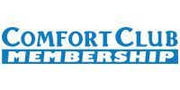 Comfort Club Membership logo in blue text on a white background.