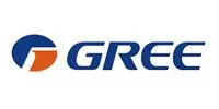 GREE logo with blue text and orange-and-blue circular emblem on white background.