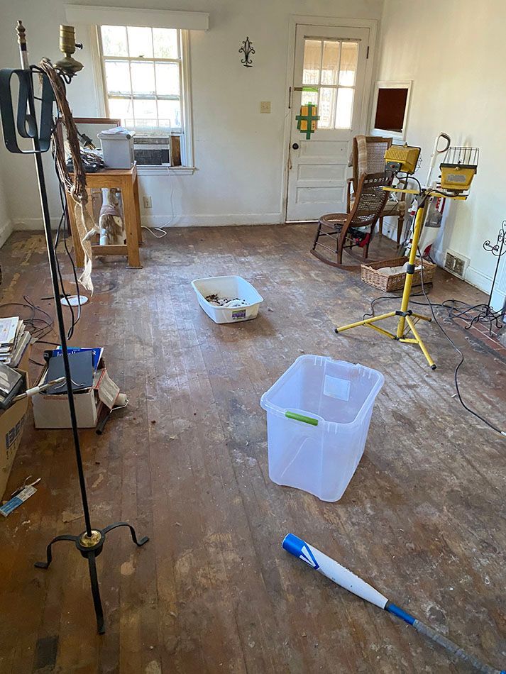 A room with floors ready for repair