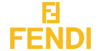 The yellow Fendi logo featuring the stylized double F icon above the word 