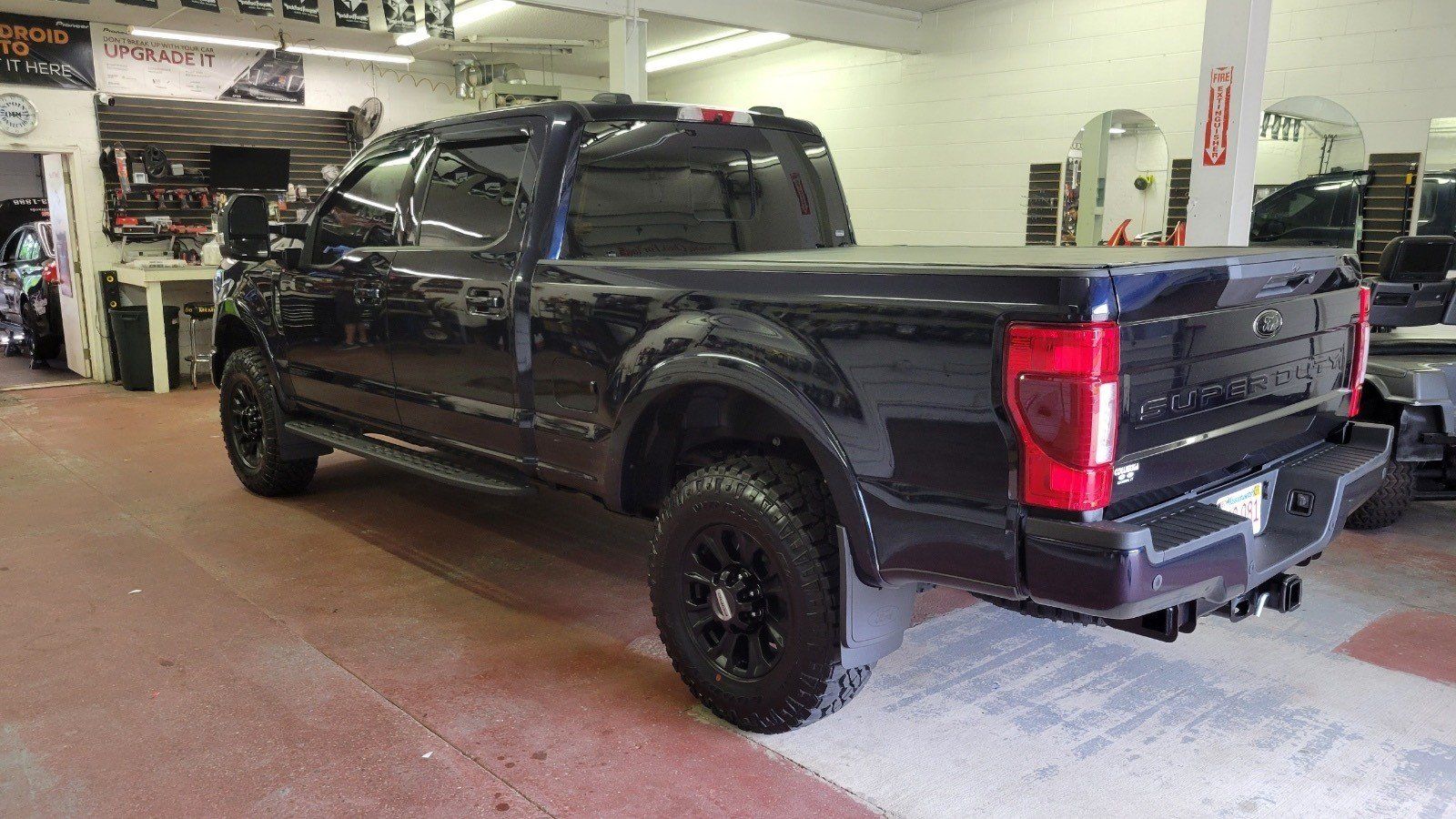 Black pick up truck