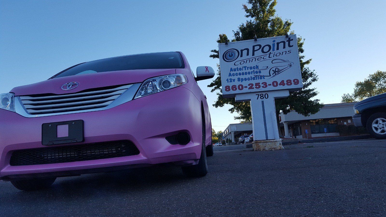 Pink minivan