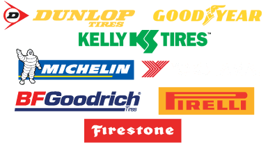 Dunlop, Good Year, Kelly Tires, Michelin, Yokohama, BF Goodrich, Pirelli, Firestone