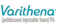 Varithena logo: teal text on white. Includes 