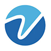 Blue circle with a lighter blue letter "V" shape in the center.