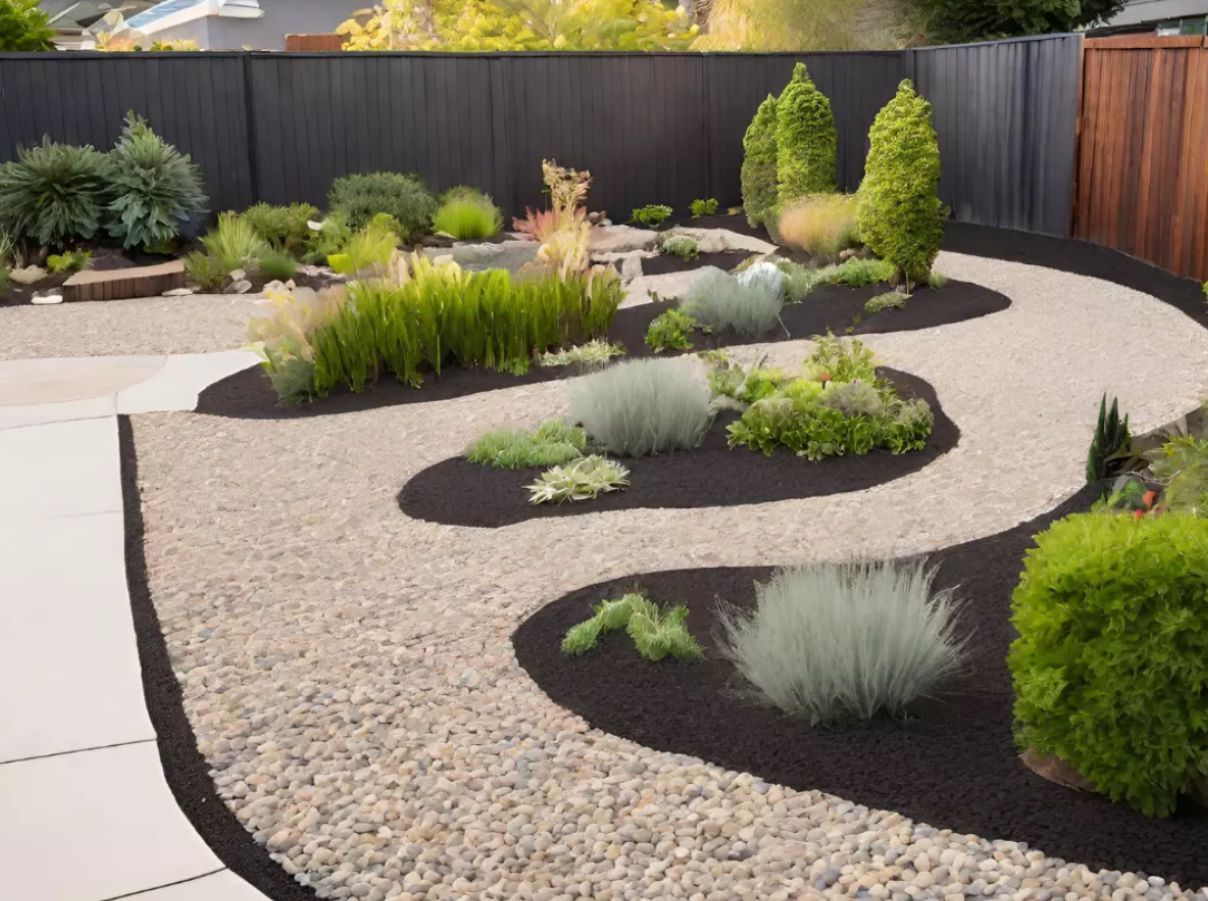 Person rolling out fresh sod onto soil near a walkway.