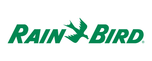 Rain Bird logo with green text and a green bird symbol.