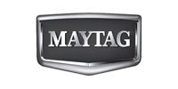 Maytag logo in white text on a black and silver badge