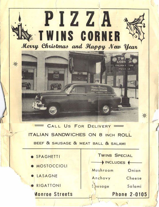 Old photo of  pizza twins corner