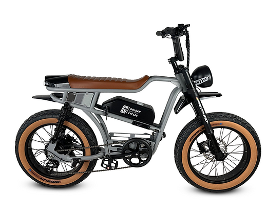 A motorcycle with a large tire on a white background.