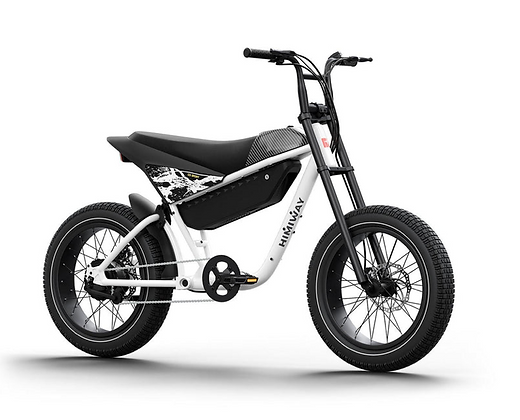 A white and black motorcycle on a white background.