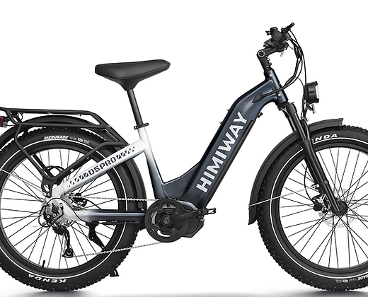 A himway electric bike is sitting on a white surface.