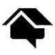 Black home icon with a right-pointing arrow inside the house shape