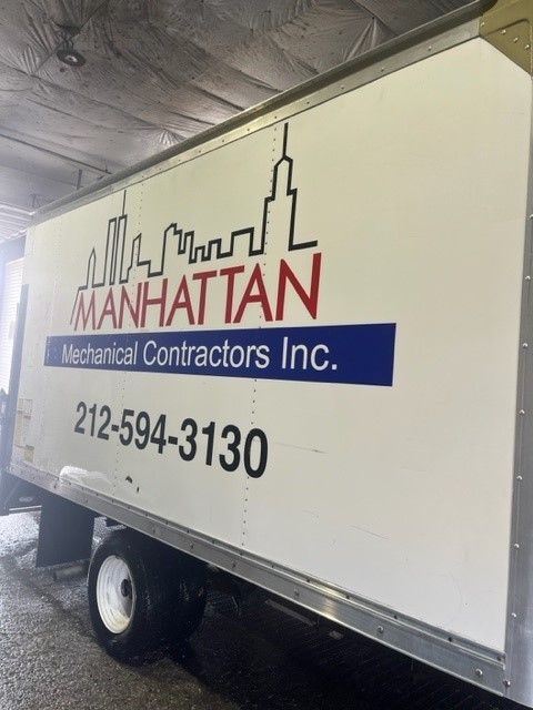 A Manhattan Mechanical Contractors truck after graffiti removal