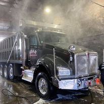 Dump truck being washed