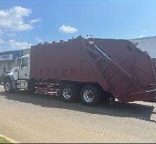 White truck with maroon back