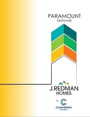 Paramount Sectionals and J. Redman Homes logo on white background with colorful chevron design