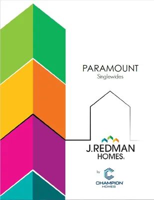 Paramount Singlewide and Freedom Homes logos beside a multicolor chevron house graphic