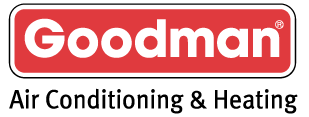 Goodman Air Conditioning & Heating logo in red and white.