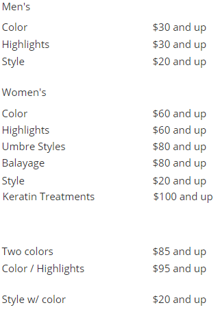 Color and Highlight Price List