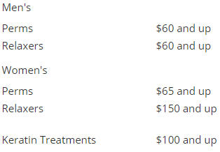 Chemical Treatment Price List