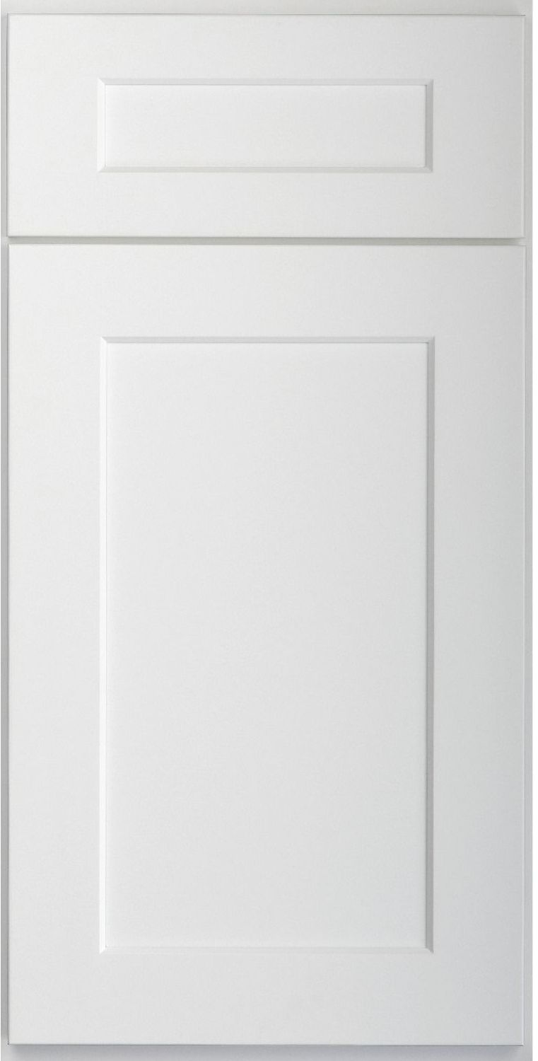 a close up of a white cabinet door on a white background .