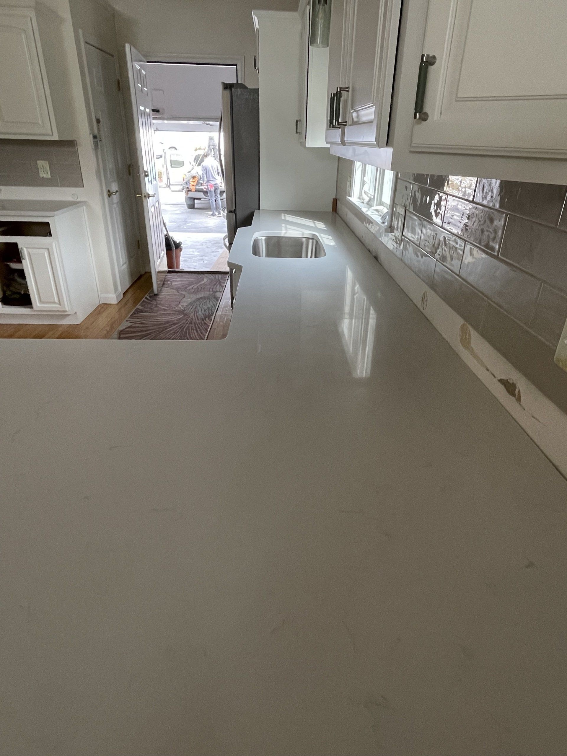 Gray kitchen quartz countertop