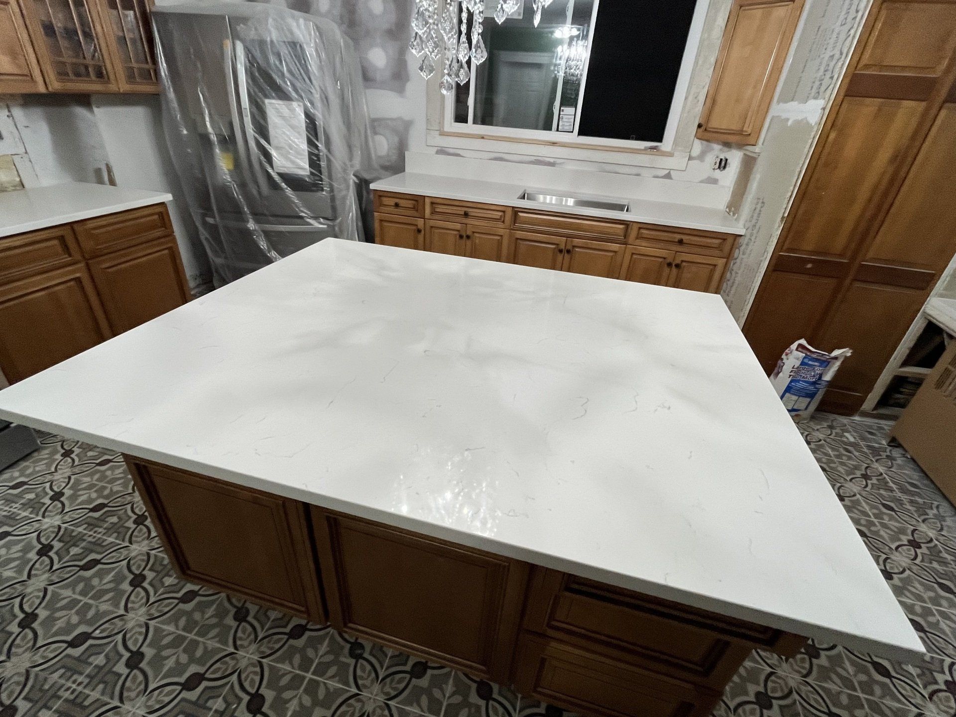 Kitchen with new refrigerator