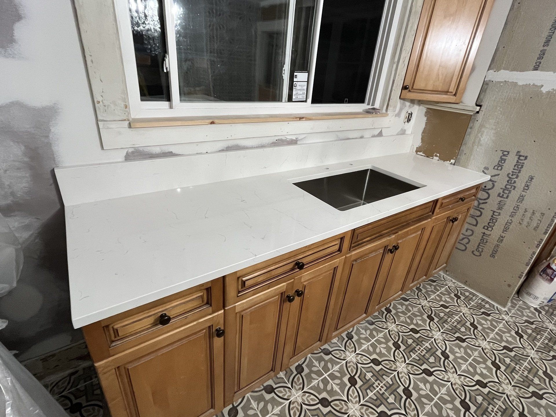 Kitchen with new wooden cabinet