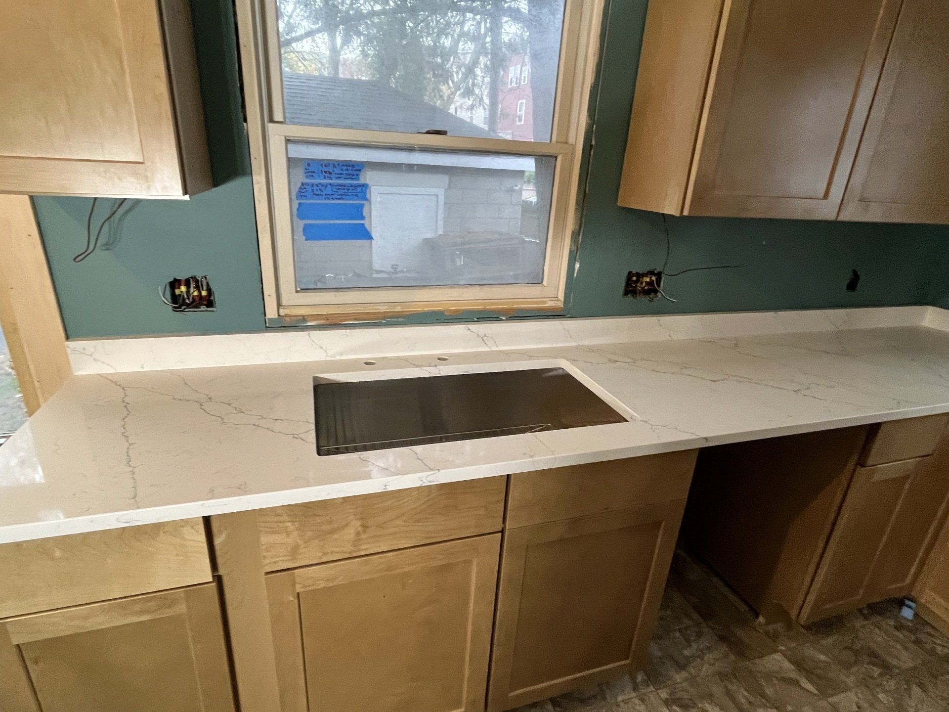 New kitchen with green walls