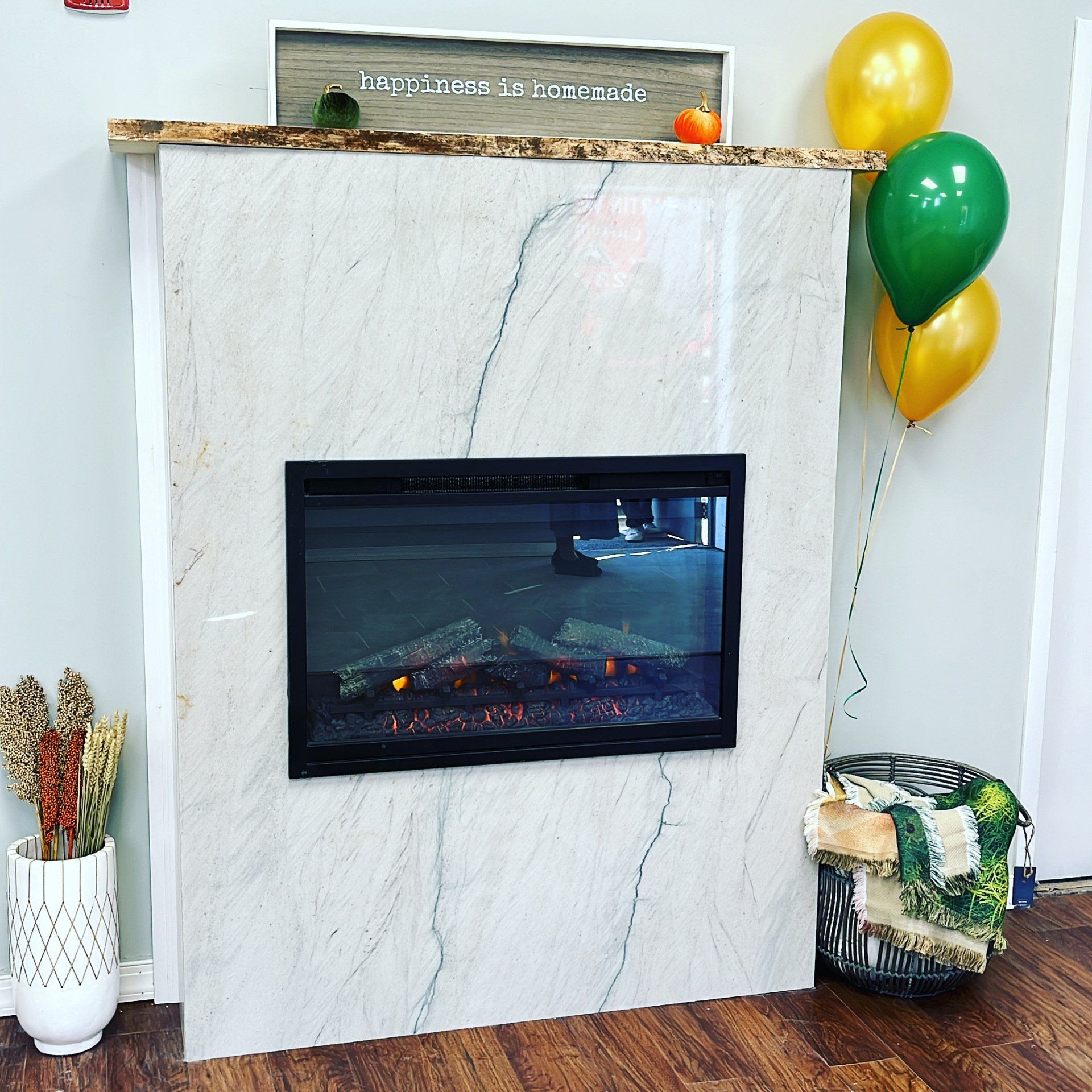 A fireplace in a living room