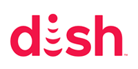 Dish logo in red on a white background.
