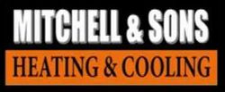 Mitchell & Sons Heating & Cooling logo in black, white, and orange.