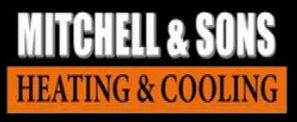 Mitchell & Sons Heating & Cooling logo in black, white, and orange.